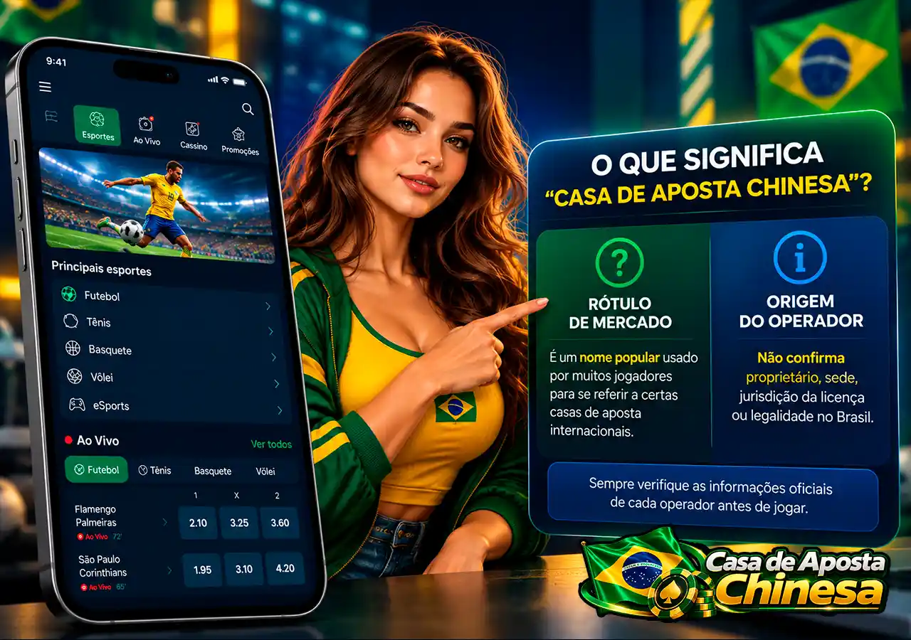 Interface de aposta com cartão explicando o significado do termo “casa de aposta chinesa”.